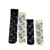 Ladies Spring and Summer Thin Style Retro Dark Rose Flower Calf Socks