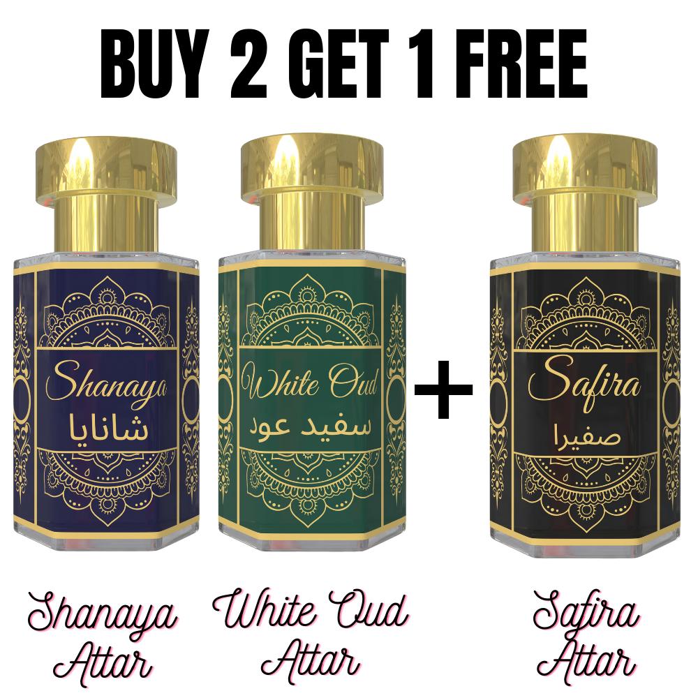 Шаная и Белый Уд Аттар с бесплатным Аттаром Сафира Цветочная и Мягкая Древесная Комбинация Ароматов Безспиртовые Унисекс Масла-Парфюм в Роликовом Флаконе 3 x 6 мл Pack 6ml 656₽