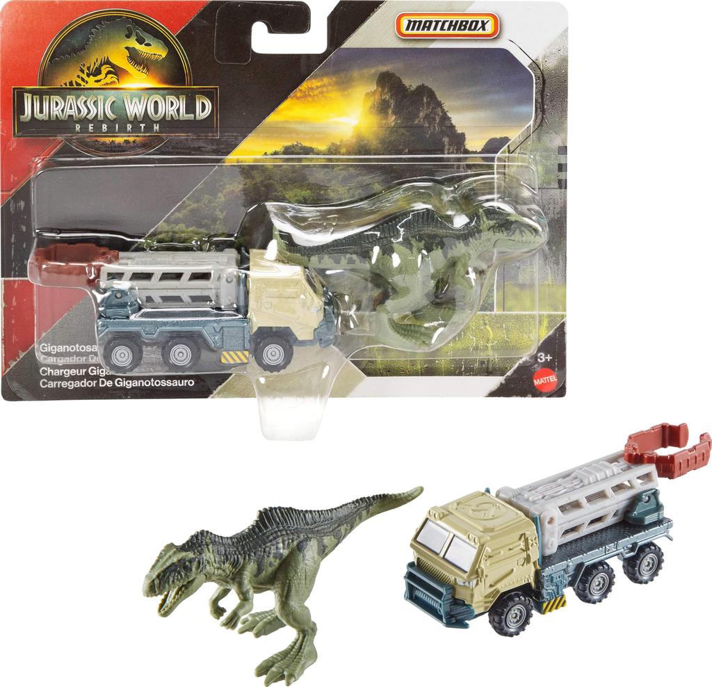 Matchbox Jurassic World Toy Car or Truck Transporter & Dinosaurs: Includes one Jurassic World movie-inspired vehicle and one or two mini dinosaurs