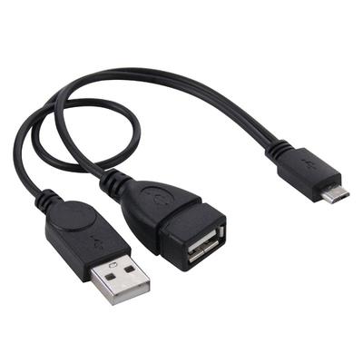 Micro USB To USB 2.0 Male & USB 2.0 Female Host OTG Converter Adapter Cable, Length: About 30cm(Black)