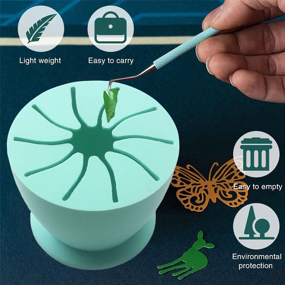 Silicone world Desktop Garbage Collection Box Vinyl Scrap Collector With Suction Cup Silicone Storage Ball Waste Box