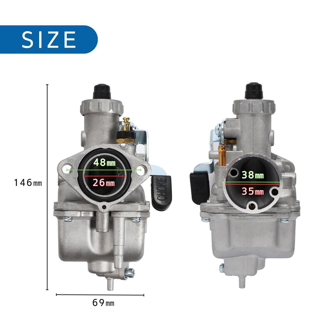 Carburetor and Air Filter Set VM22 26mm Diameter for and Dax Monkey, Gorilla, Cub, Chari, 125cc-140cc (Red)