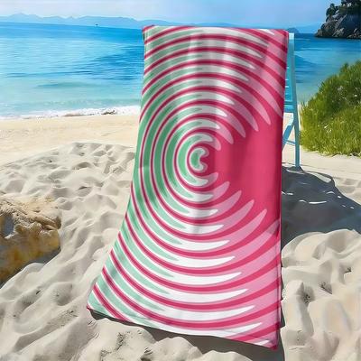 Retro Spiral Striped Beach Towel Abstract Swirl Print Towel Soft Absorbent Quick Dry Towel for Summer Beach Pool
