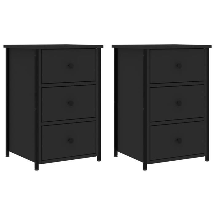 VidaXL Tables de chevet 2 pcs noir 40x36x60 cm bois d’ingénierie 825994