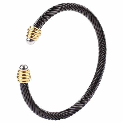 Pulseira de fio de aço titânio europeia e americana para mulheres, galvanoplastia, moda, cabo de abertura, joias
