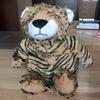 Stuffed Tiger Dog Chew Toy Boredom Reduction Squeaky Tiger Plushie Handmade Soft Dog Teething Interactive Forest Animal Toy Pet Supplies