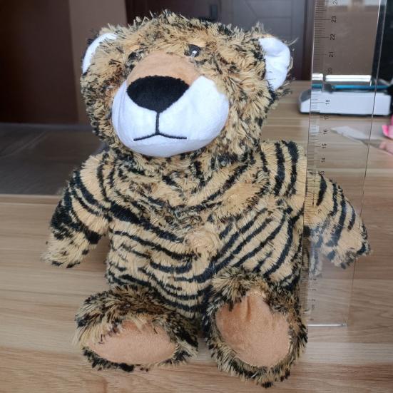 Stuffed Tiger Dog Chew Toy Boredom Reduction Squeaky Tiger Plushie Handmade Soft Dog Teething Interactive Forest Animal Toy Pet Supplies