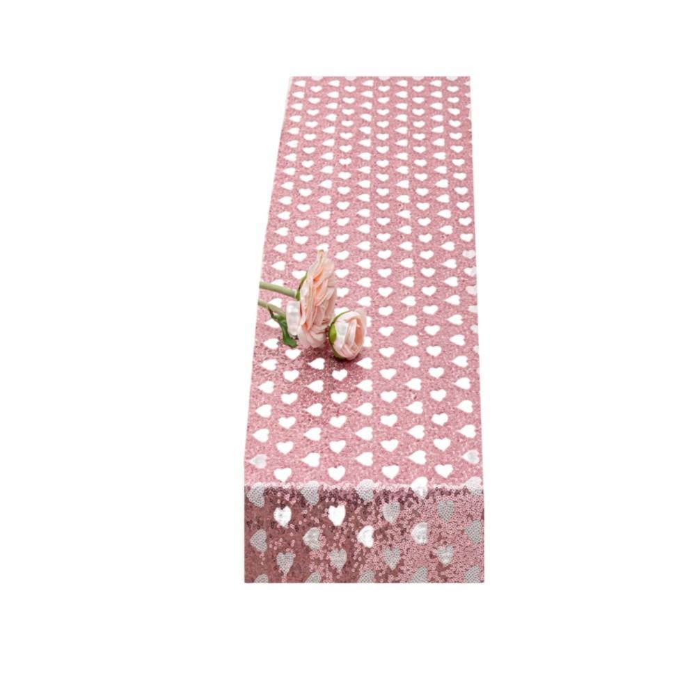 Love Heart Sequined Mesh Table Runner Romantic Table Flag Glitter Table Linens  Holiday Event