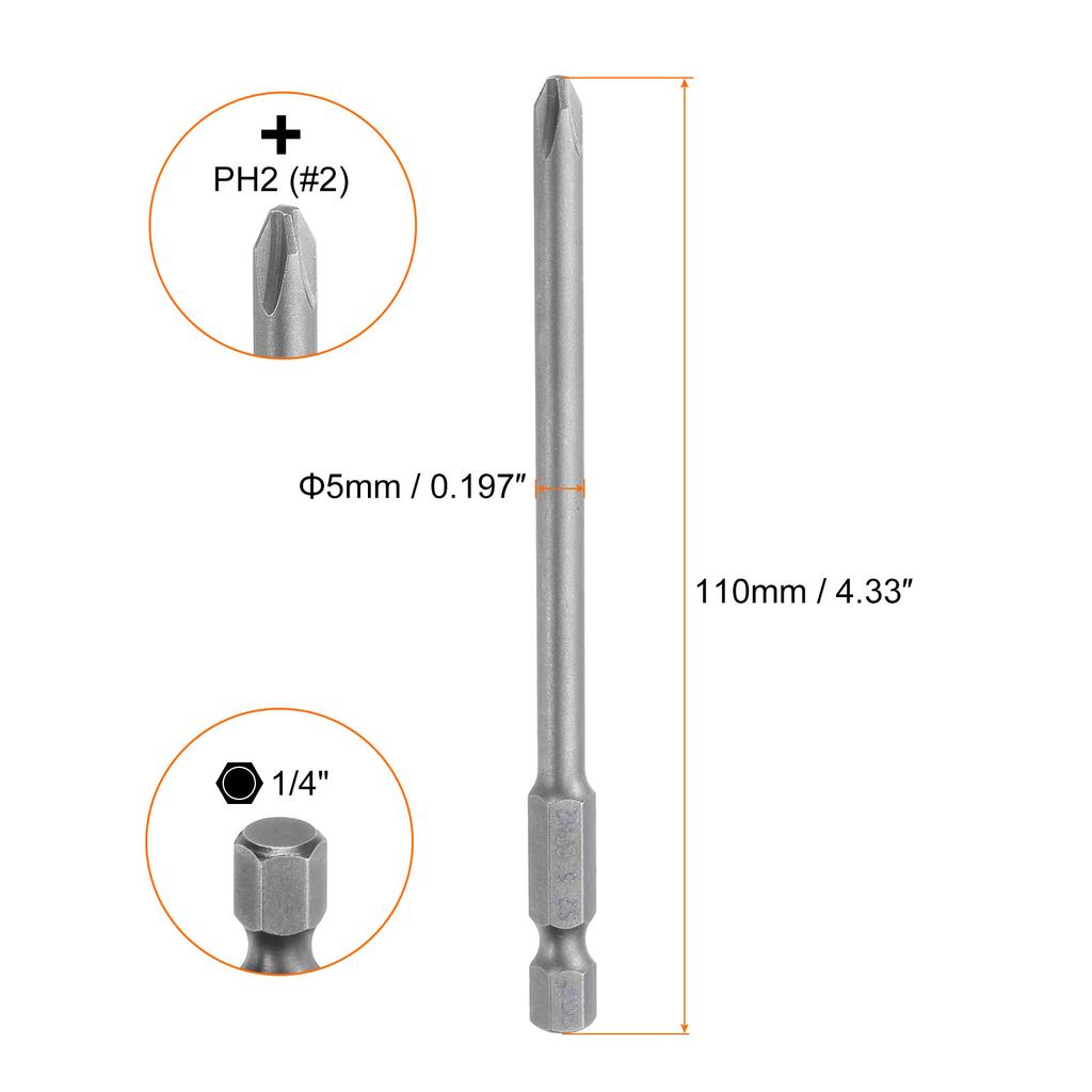 1/5/10pcs Magnetic Phillips Screwdriver Bit 1/4" Hex Shank 110mm S2 Steel Cross Head Screw Driver Bit Electric Drill Bits