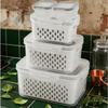 13pcs/set reusable plastic food storage container suitable (5 lids+5 boxes+3 drainage baskets)