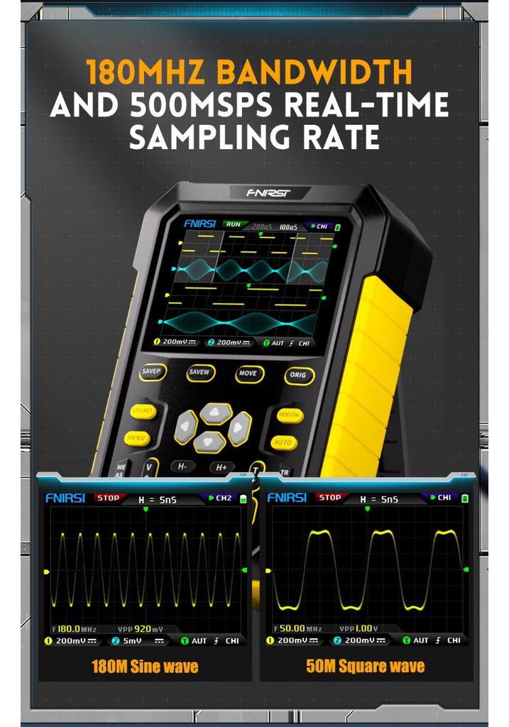 DPOX180H Dual-Channel Handheld Fluorescent Digital Oscilloscope 