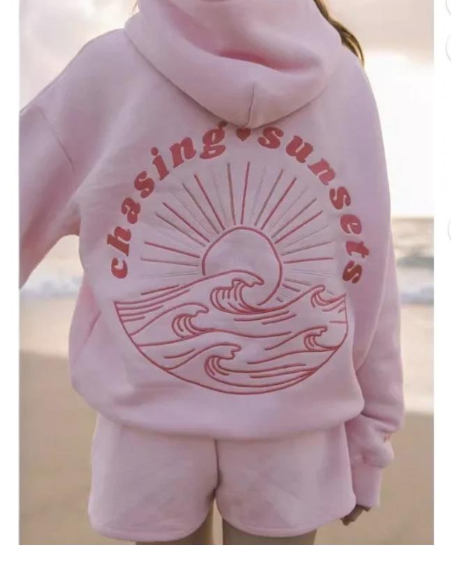 Women's "Everything Comes In Waves" Velvet Hoodie Sweatshirt