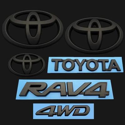 3D ABS Car Logo for RAV4 Rongfang  Black Car Logo TOYOTA 4WD Decoration In the Net Logo Rear Trunk Car Accessories