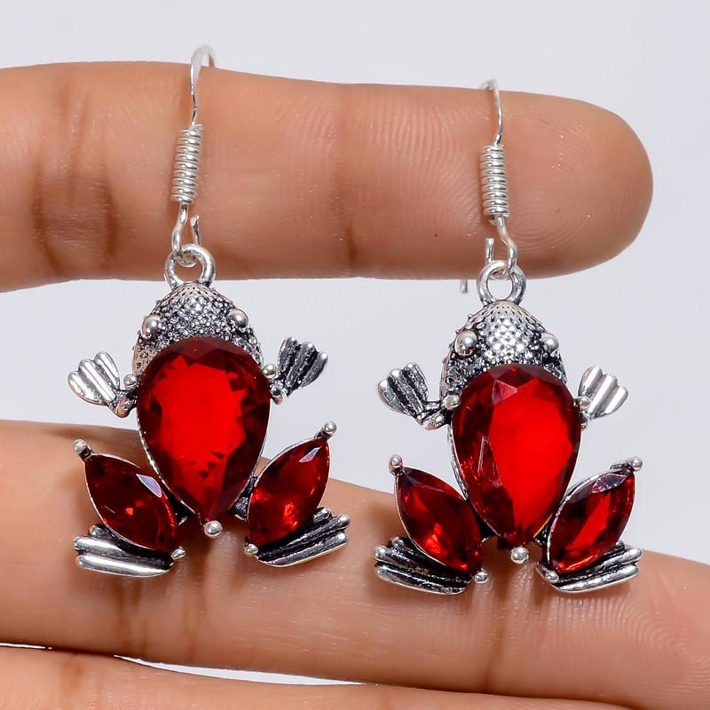 

Classic Top Grade Qualite 100% Natural Red Garnet Pear Shape Vintage Style Handmade Jewelry 925 Steling Silver Dangle Earrings 1.7 WSJ-5087 1.7
