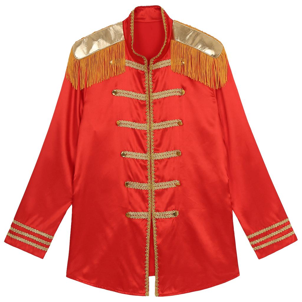 Damen Halloween Mittelalterstil Oberbekleidung Quaste Schulterpolster Goldbesatz Reißverschluss vorne Satinjacke