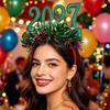 Creative Light‑Up 2027 New Year Headband Glitter Star Tinsel Christmas Head Hoop Flexible Colorful Party Hair Accessory Carnival
