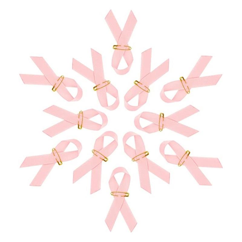 100pcs Awareness Enamel Lapel Pin Ribbon Brooch Breast Cancers Health Care Public Welfare Badges Jewelry Accessories