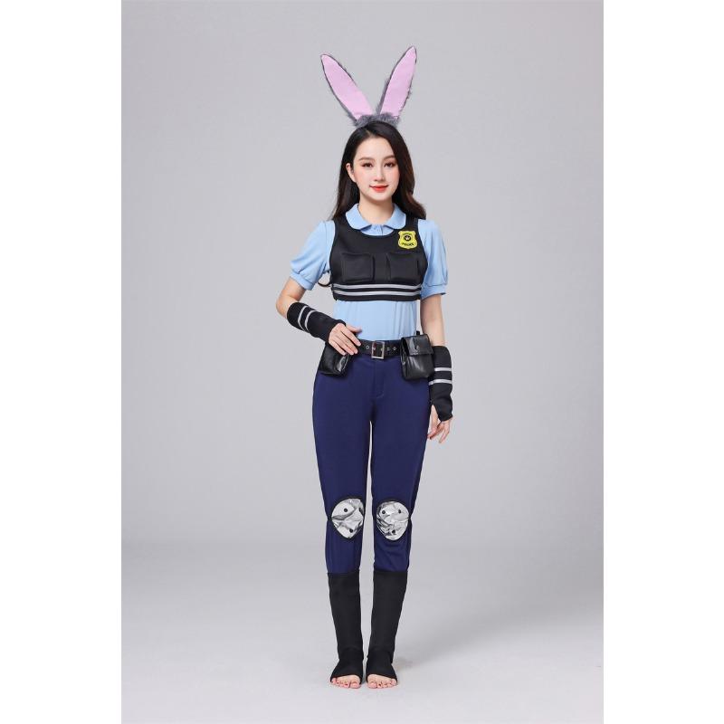 Halloween Voksenkostyme Gal Zootopia Kanin Judy Politibetjent Kostyme Langermet Kortermet Draktsett