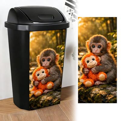 Adesivo Pattumiera Divertente Animale Cartone Animato Adesivo Bidone con Ruote Autoadesivo Scimmia Pollo Gatto Carino per Porta Pattumiere Bidoni Viale Giardino Patio