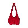 Solid Color Bow Decor Dumpling Bag Tote Large Capacity Pleated Strap Crossbody Bag Nylon Polyester Korean Sweet Shoulder Pouch