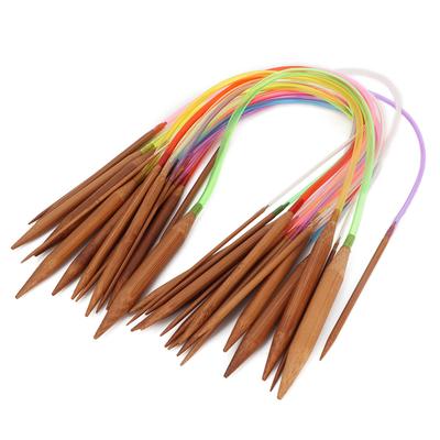 Multicolor Plastic Pipe Carbonized Double Annular Bamboo Sweater Needles(40 Cm15.7 In)