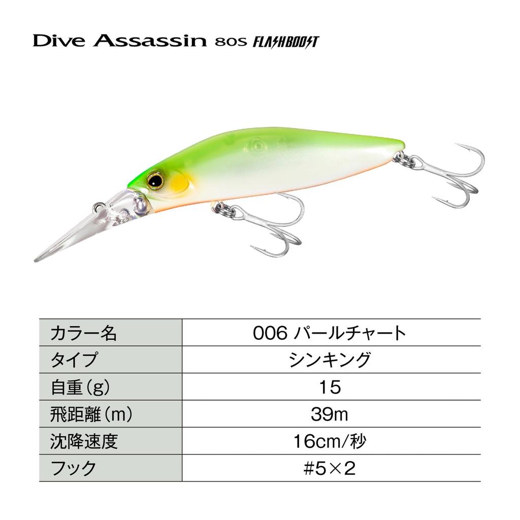 Shimano Exsence Dive Assassin 80S Flash Boost 006 Pearl Chart Seabass Lure XM-280X