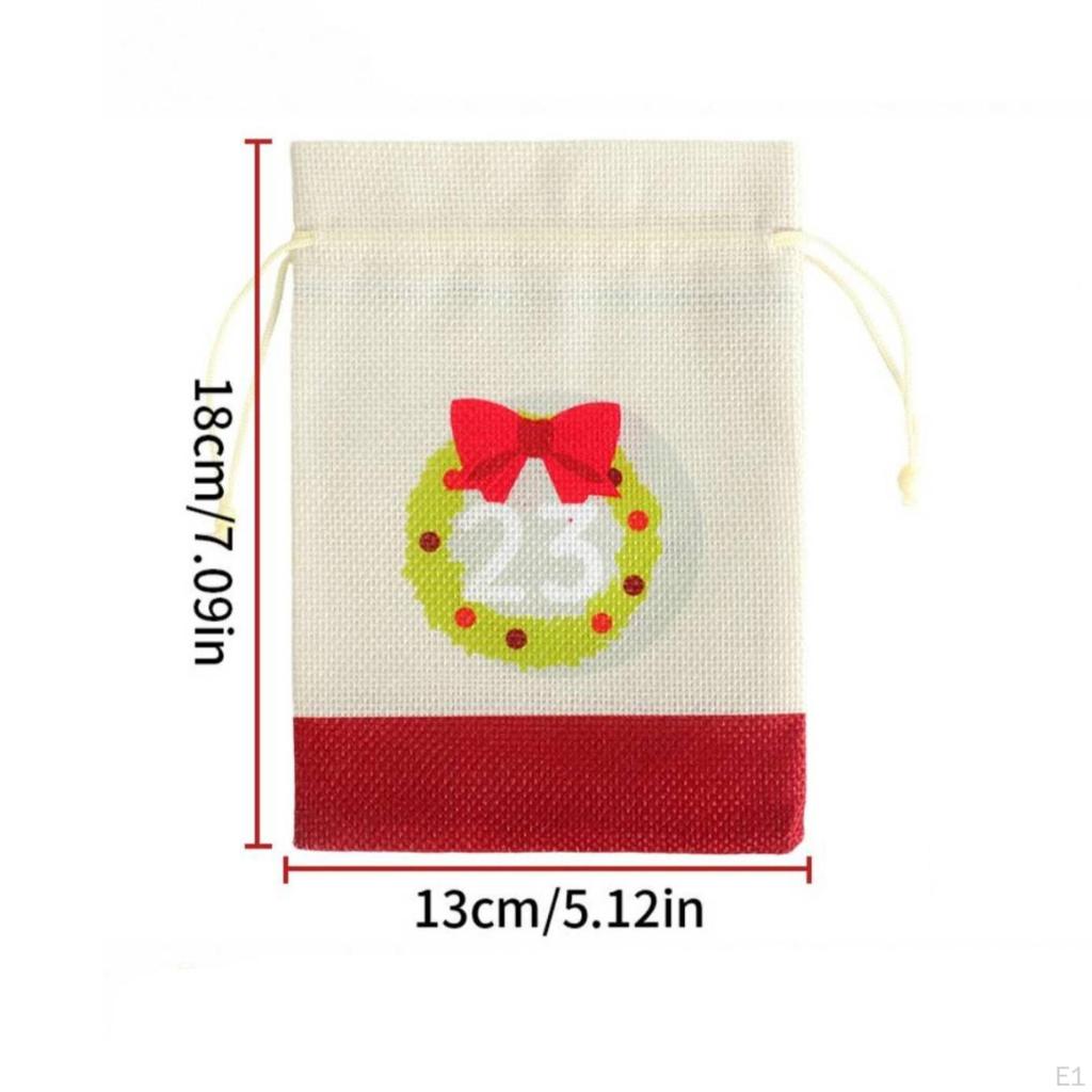 24 Pieces Drawstring Bags Decorative Christmas Calendar