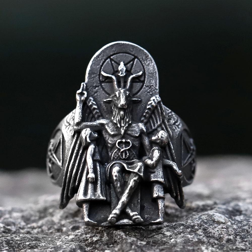 

Ew Vintage Ring Lucifer Satan Signet Ring for Men with Anubis Stainless Steel Fashion Punk Jewelry Gift Wholesale 13