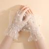 Pleated Tulle Flare Sleeve Elastic Detachable Wristband Polka Dot Fake Cuffs  Wedding Dress