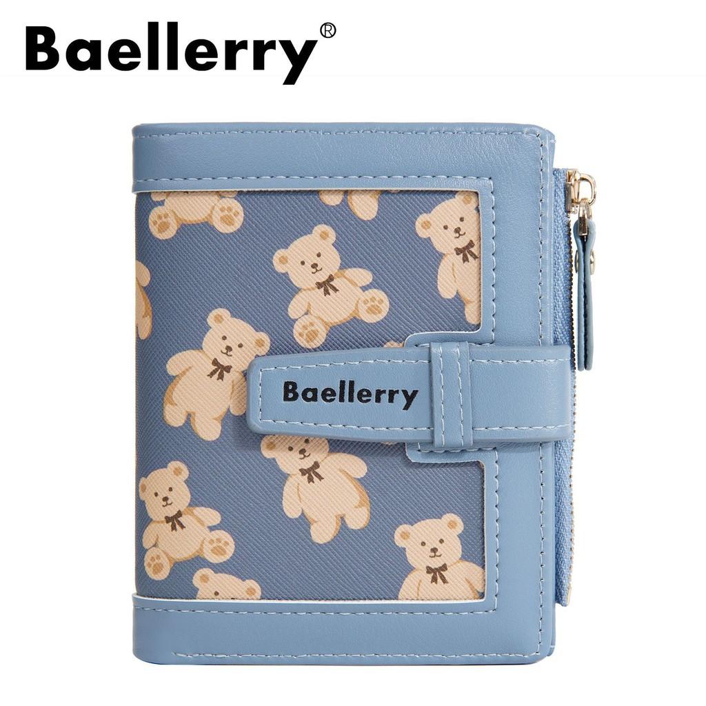 Baellerry Girl Short Wallet With Cartoon Bear Design And Coin Pocket For Daily Use
