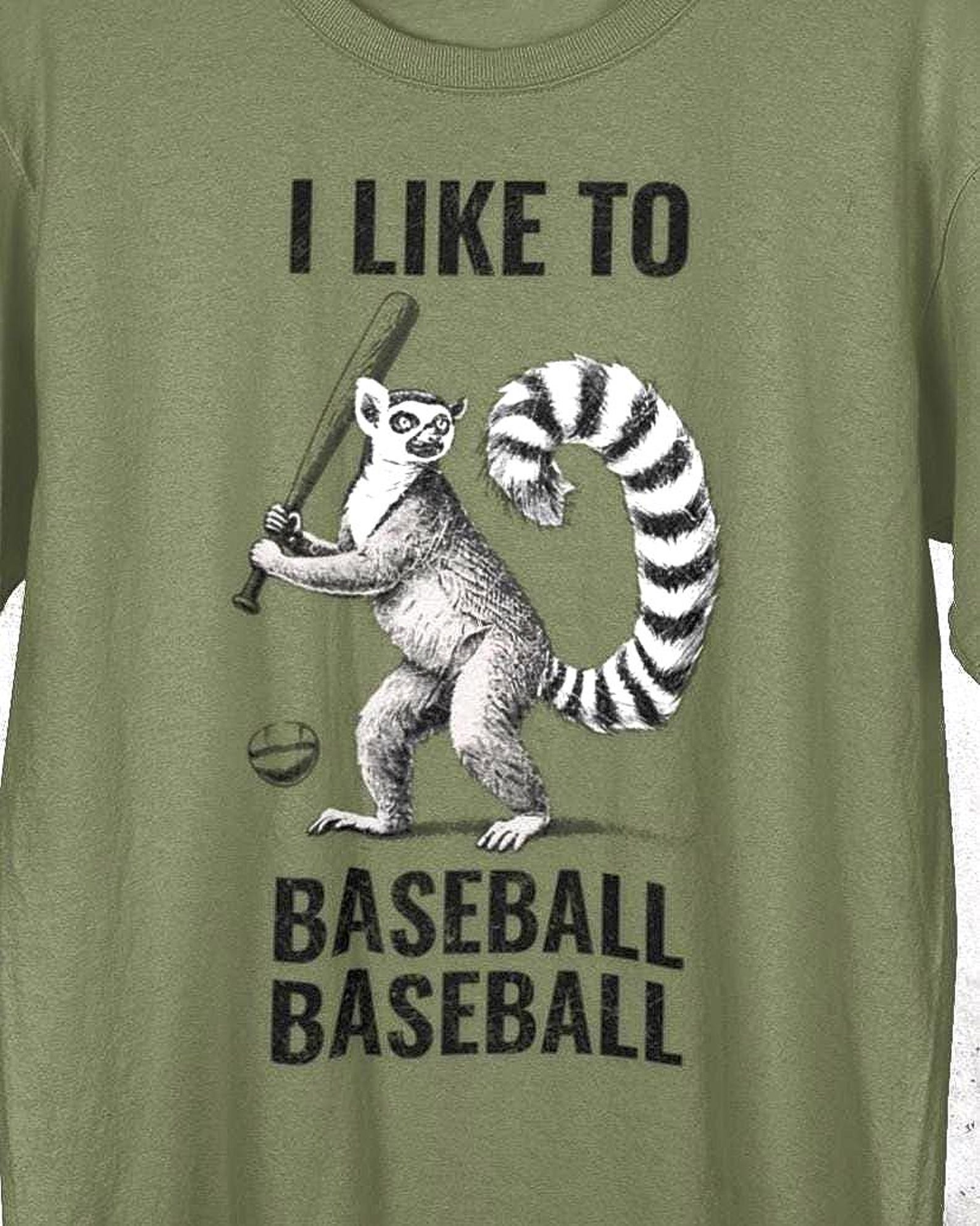 Playful Baseball Lemur T-Shirt | Vintage Style Graphic Tee 3XL