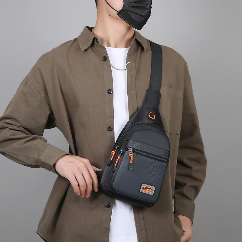 Bolsa Tiracolo de Nylon Estilosa para Homens – Peitoral Cruzada Multifuncional com Múltiplos Bolsos para Atividades ao Ar Livre