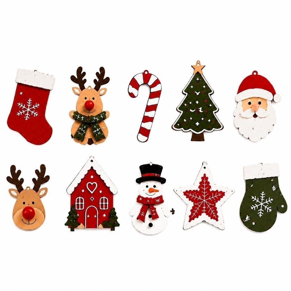 10Pcs Santa Claus Christmas Hanging Ornaments DIY Wall Party Holiday Decorations New Year