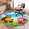 Masha and The Bear Pattern Round Rug, Indoor/Outdoor Mat, for Picnic, Gameroom, Bedroom, Office, Living Room, Home Decor Carpet, Birthday Gift