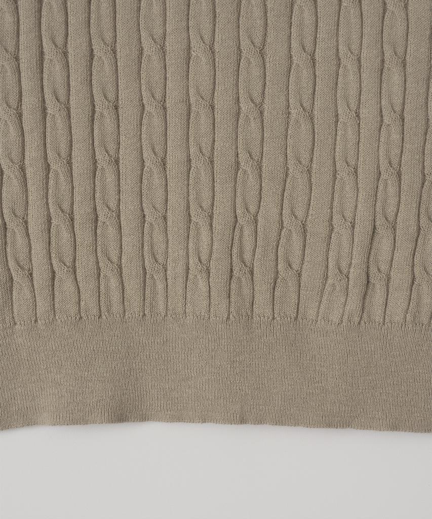 ANOTHER OFFICE WOMEN W. Henley Neck Cable Knit (Light Khaki)