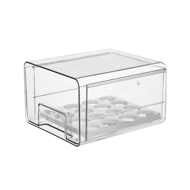 PET Egg and Veggie Refrigerator Organizer - Stackable, Multifunctional Drawer with Drainage