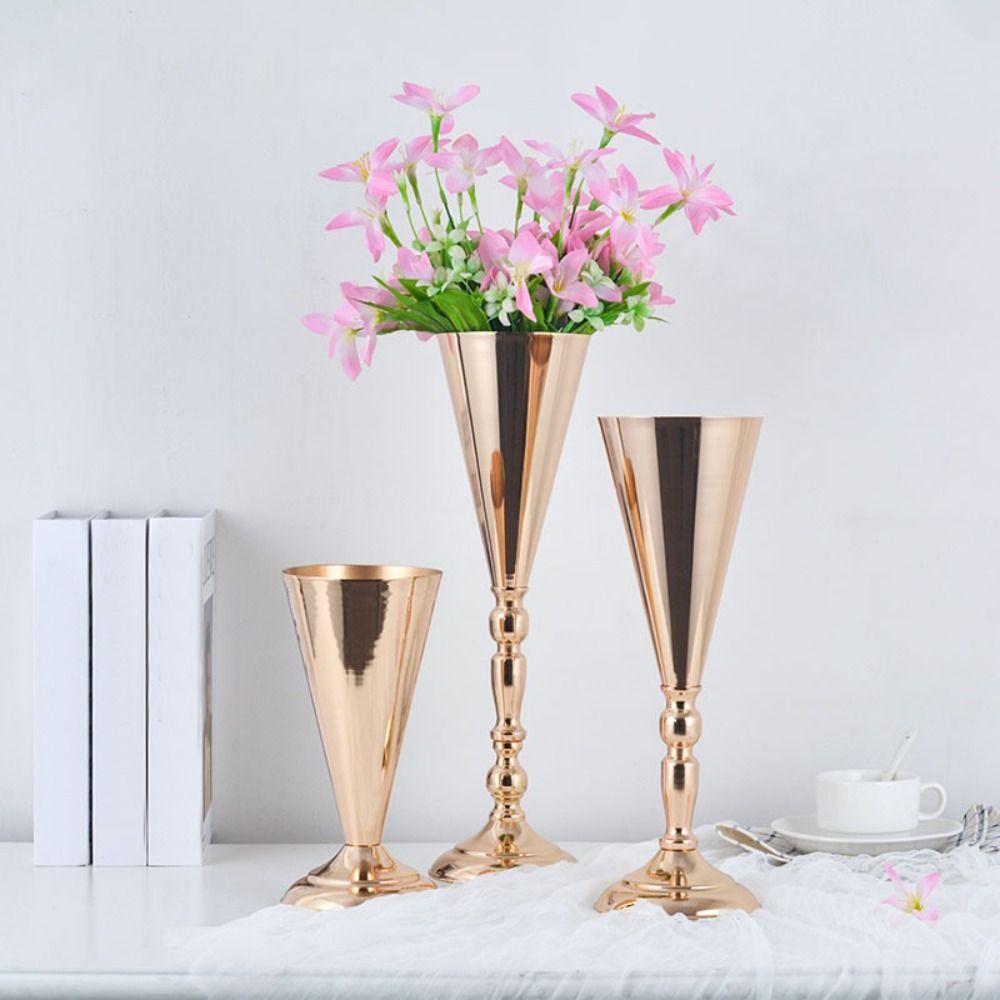 New Iron Flower Vase European Golden Metal Vases Exquisite Candle Holder Home