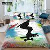 Skateboard Quilt Cover Boys Teens Sports Comforter Cover Microfiber 2/3pcs Graffiti Art Single Size Bed Linen Package Double Size Queen Size King Size