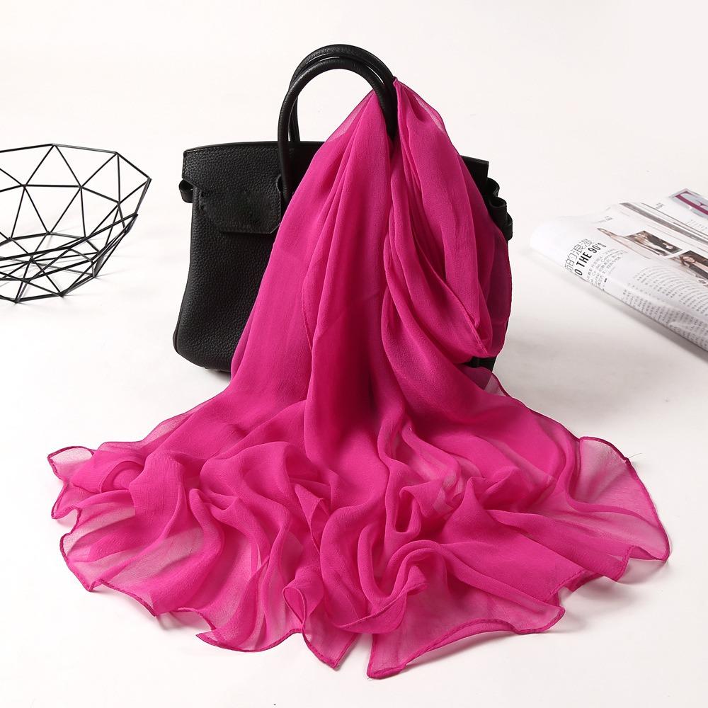 Fashion Chiffon Women Scarf Thin Solid Color Long Shawls and Wraps Soft Breathable Beach Sunscreen Hijab