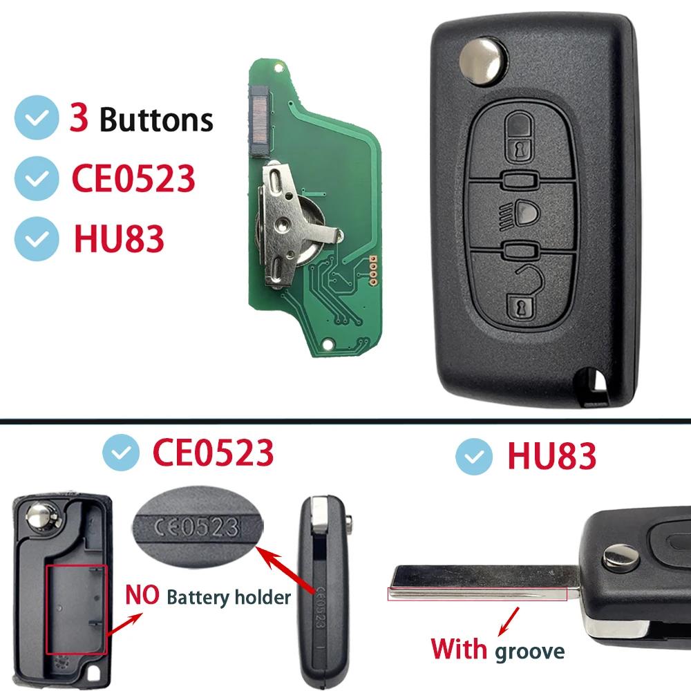 ASK FSK For Citroen C2 C3 C4 C5 C6 Xsara Berlingo For Peugeot 207 307 308 407 607 807 HU83 VA2 CE0536 CE0523 Flip-fjernkontroll bilnøkkel