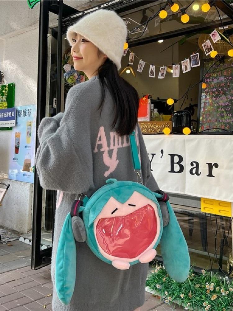 Hatsune Miku Shoulder Bag New Backpack Cute Anime Girl Plush Cartoon Kawaii Knapsack Student Bag Packet Gifts Toys