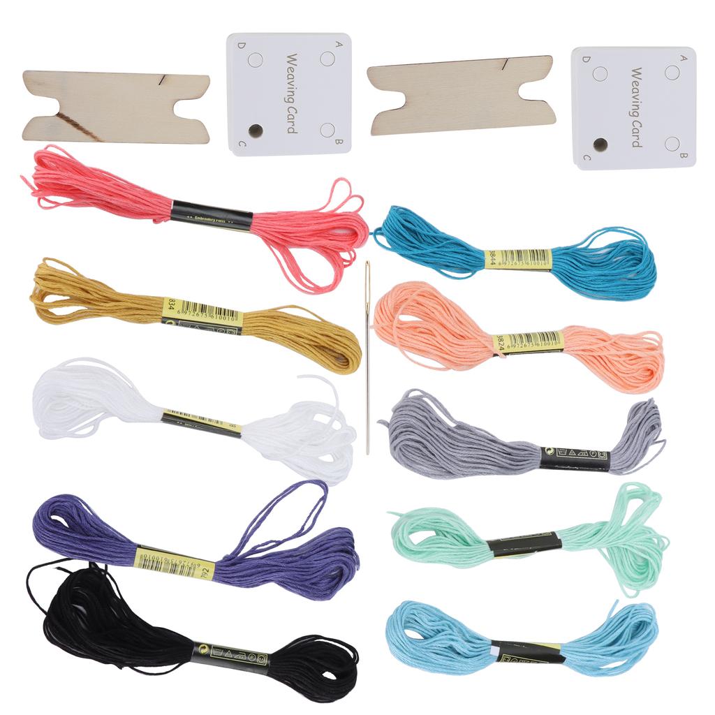 Weaving Card Tablet Set Paper Loom with Shuttle Embroidery Thread for DIY Craft HandMade