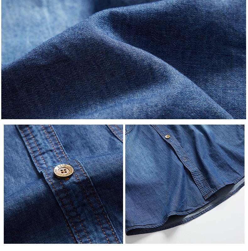 Camicia di jeans a maniche corte da uomo taglie forti con tasche - Stile casual da lavoro
