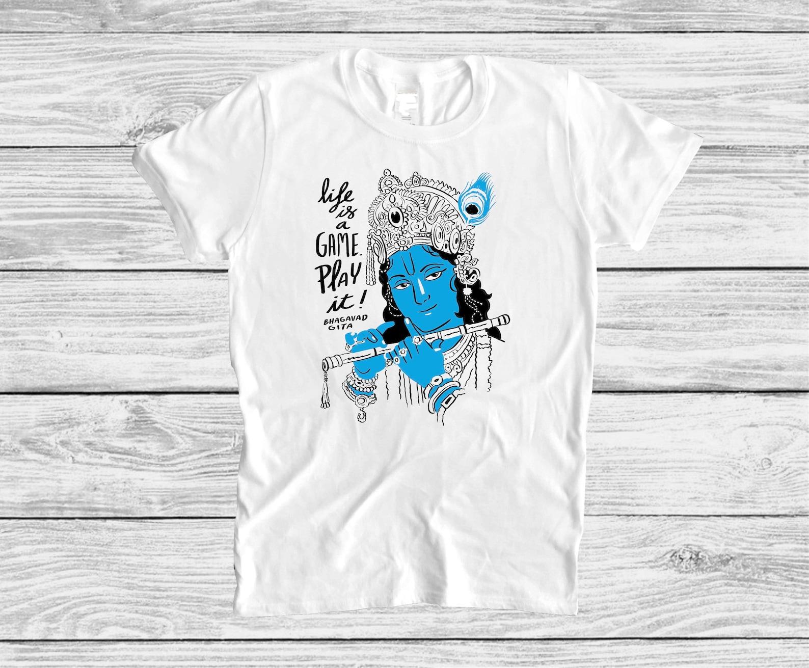 Hare Krishna T shirt, Bhagavad Gita Quote, Hinduism Spiritual Bhakti Yoga Tee M