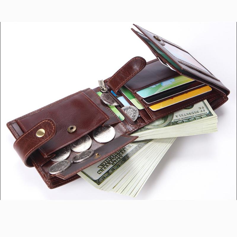 RFID štětec proti krádeži pro pánské peněženky Business Retro multifunkční vrchní vrstva hovězí kůže Multi slot pro karty Kreditní karta Kapesní Peněženka