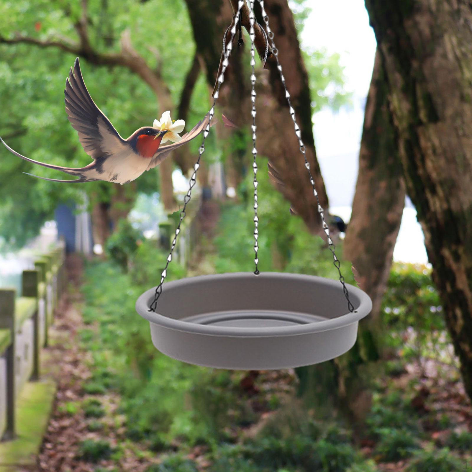

Bird Feeder Hanging Bath Feeding Tray and Chain Dish for Outside Doves Robins