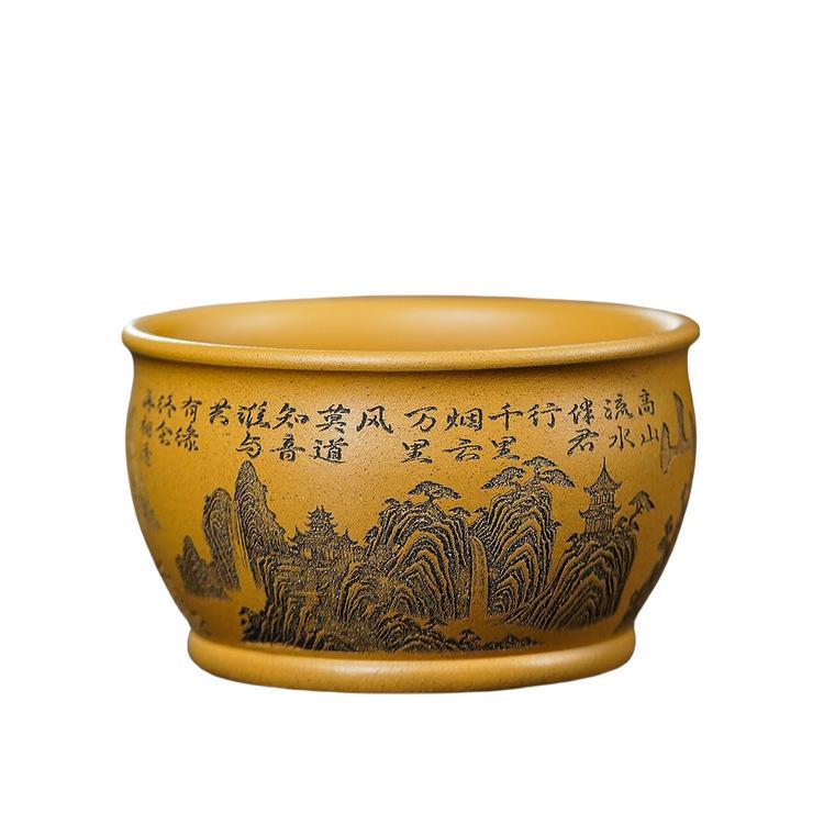 

210ml Yixing Zisha View Mountains Teacup Vintage Tea Bowl Water Jug Tea-tasting Meditation Cup Jianzhan Master Cups Drinkware