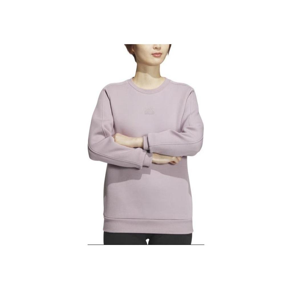 Adidas Solid Color Crew Neck Casual Long Sleeve Sweatshirt Women Sweatshirt Brown JE8612