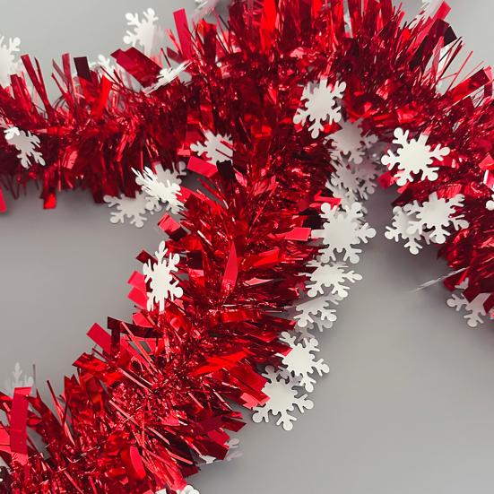 Soft Material Holiday Embellishment 78 Inch Red Christmas Tinsel Garland, Shiny Metallic Foil Twist Garland Annual Party Decorative Strips with