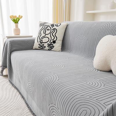 Nordic Cotton Chenille Full Sofa Cover with Tassel All Non-slip Solid Color Arch Shape Sofa Cloth Towels Anti-cat Scratch Blanke